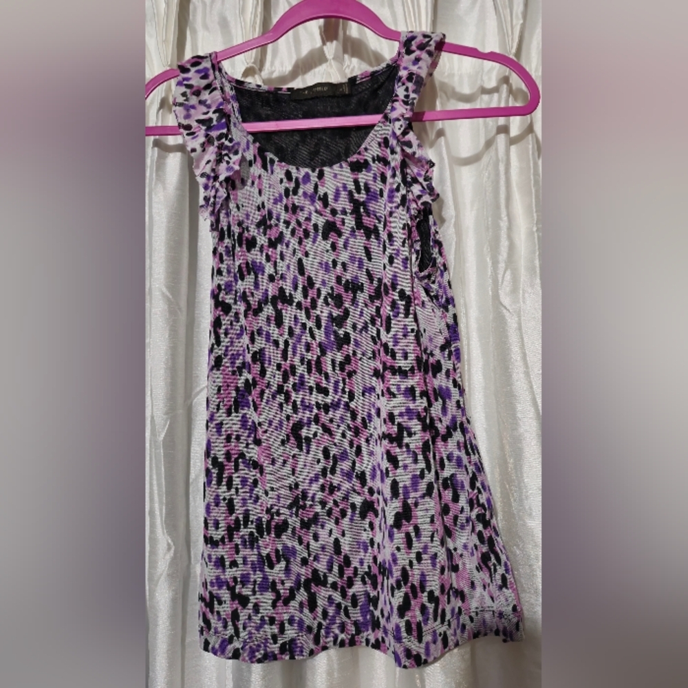 Purple and Black Sleeveless Top